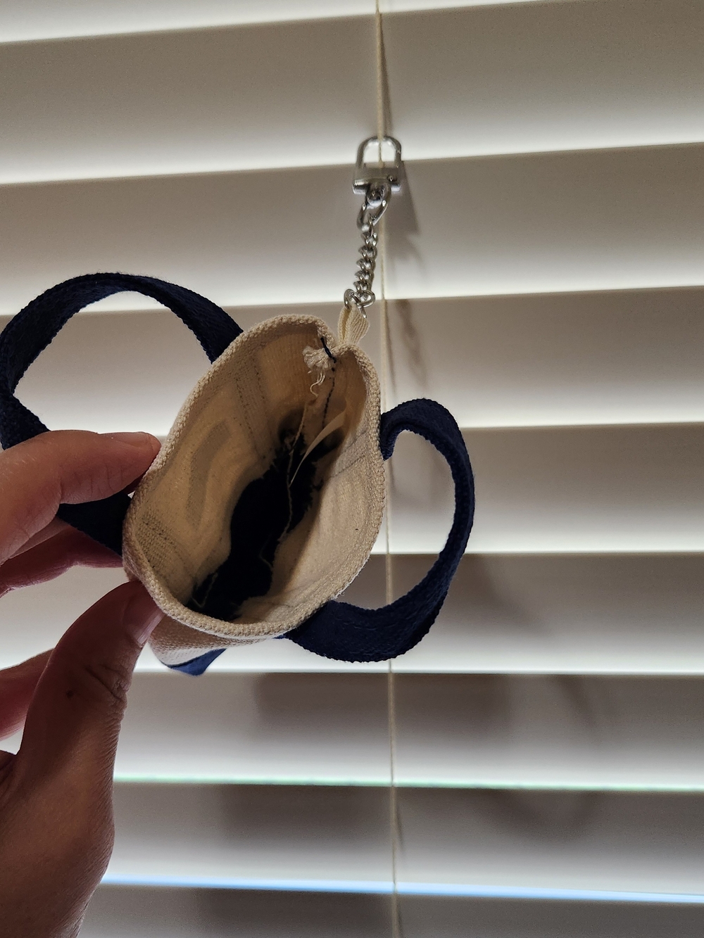 Lowe's Navy & Cream Micro Tote Keychain - Picture 4 of 4